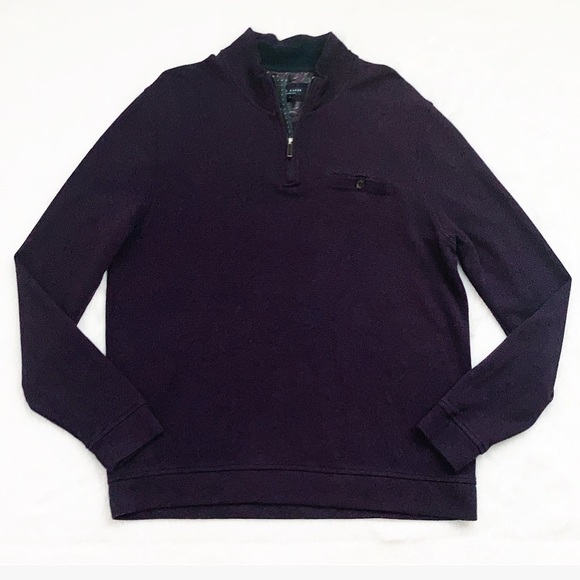 Ted Baker Funnel Neck Purple Half Zip Sweater - Picture 1 of 5